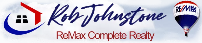 Rob Johnstone logo with RE/MAX Mountain View on a white background, representing his real estate services in Calgary.