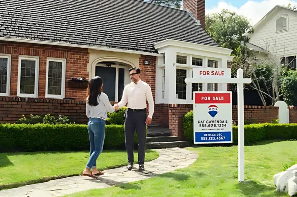 Marketing Your Home A realtor meeting with a real estate client outside a home in Calgary, Alberta, Canada